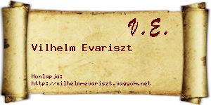 Vilhelm Evariszt névjegykártya